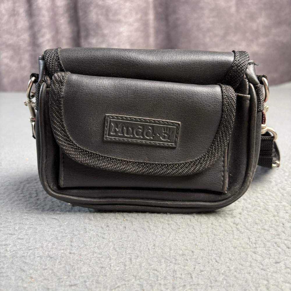 Vintage Mudd Mini Crossbody Bag Black Faux Leather Y2K Utility Small Purse